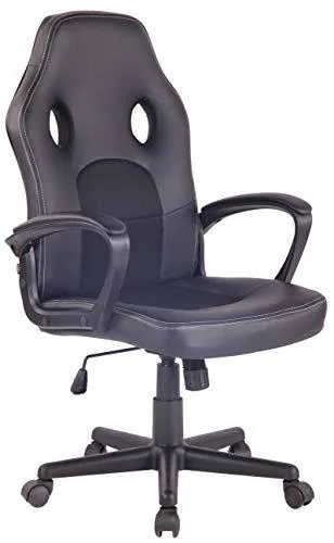 CLP Silla De Oficina Elbing En Cuero PU I Silla De Ordenador Giratoria & Regulable En Altura I Silla Gamer Deportiva con Ruedas