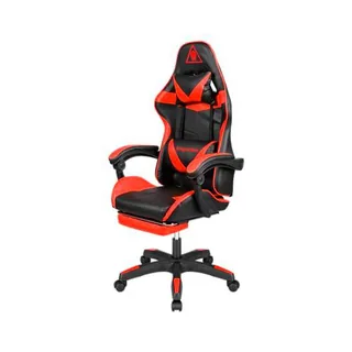 Krüger&Matz Sillón para Gaming, Piel ecológica, Negro y Rojo