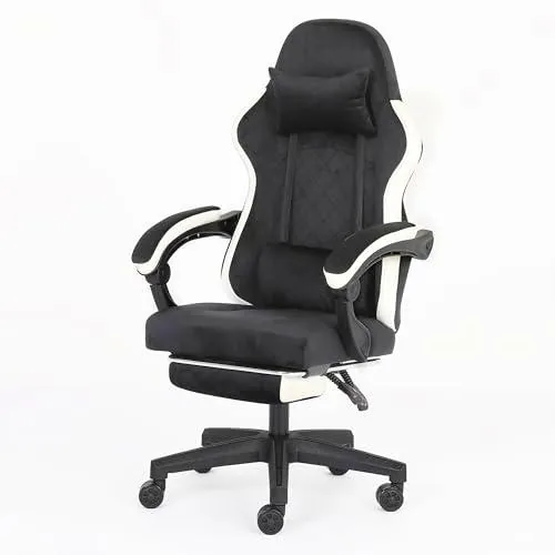 ADOV Silla Gaming Ergonómica con Reposapiés, Silla Gamer 90º-140º Reclinable de Franela para Adultos y Niños de ADOV