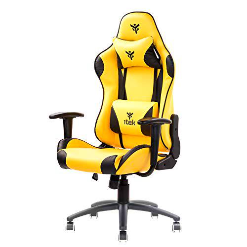 Itek Gaming Chair PLAYCOM PM20, Acero, Negro Y Amarillo, Normale
