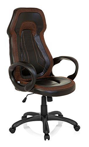 hjh OFFICE 621920 Silla Gaming JAMARO Vintage Piel sintética Negro/marrón Silla de Escritorio