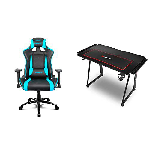 Drift DR150BL - Silla Gaming Profesional, Color Negro/Azul &amp; Drift Gaming -DRDZ75- Mesa Gaming con Tablero de Fibra de Carbono Cubierto por un Alfombrilla Full Size，Color Negro