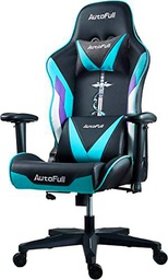 AutoFull Silla de Juegos ergonómica Silla de Oficina con Respaldo Alto Multicolor Silla giratoria de Cuero sintético de Carreras