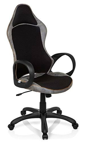 hjh OFFICE 621874 Silla Gaming / silla de oficina RACER VINTAGE II piel sintética gris