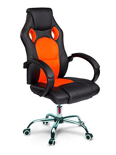 EAGO Racing - Silla de Oficina, Color Negro y Naranja