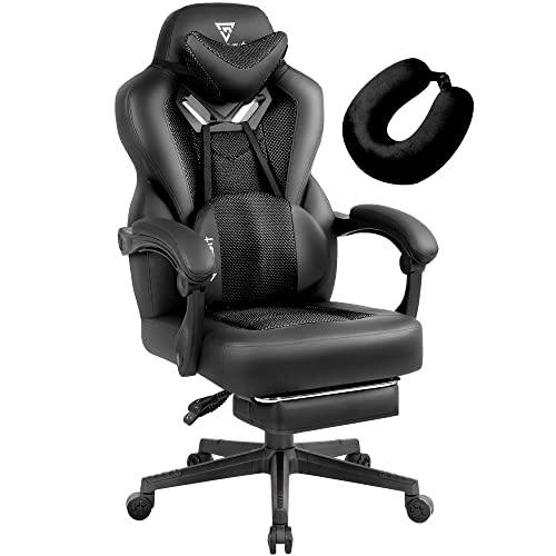 Vigosit Silla de gaming Pro con reposapiés, silla de oficina de PC de malla con función de masaje