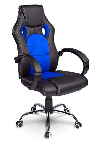 EAGO Racing Gaming - Silla de Oficina Silla Master Negro de Color Azul