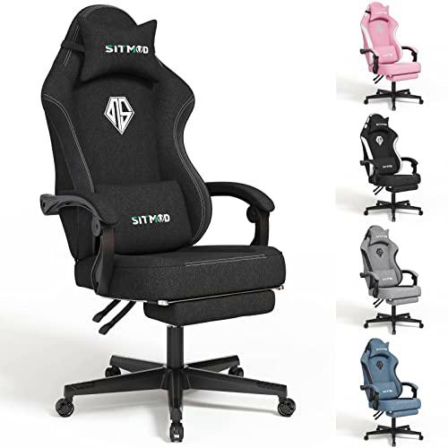 SITMOD Silla para videojuegos con reposapiés para ordenador