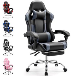 DUMOS Silla de Juego, Negro y Gris, estándar