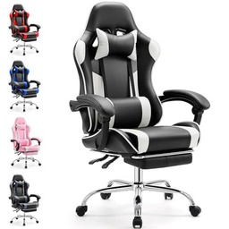 DUMOS Silla de Juego, Negro + Blanco, estándar