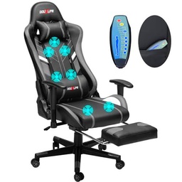 Douxlife Silla de Gaming con 7 Puntos de Masaje, Respaldo hasta 175º