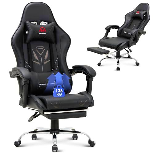 COLAMY Silla para Videojuegos, con reposapiés y Soporte Lumbar