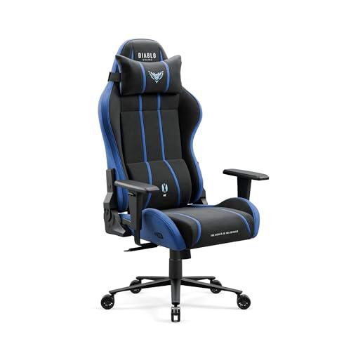 Diablo X-One 2.0 Silla Gaming Gamer Oficina Sillon de Ordenador Reposabrazos Ajustables Cuello/Cojín Lumbar Diseño Ergonómico (Azul-Negro
