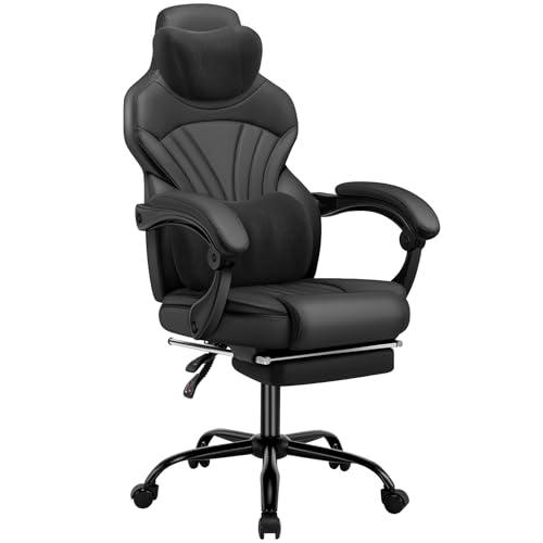 HLONONE Silla para videojuegos, silla con reposacabezas