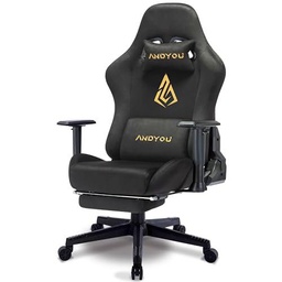 Andyou Silla de gaming, ajustable y giratoria con reposapiés