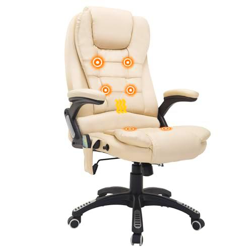 HOMCOM - Sillón de Oficina (Masaje de 6 Puntos, con función de Calor