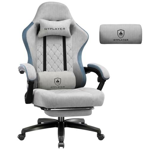 GTPLAYER Silla de Gaming de Tela, sillón para Videojuegos con cojín de muelles ensacados