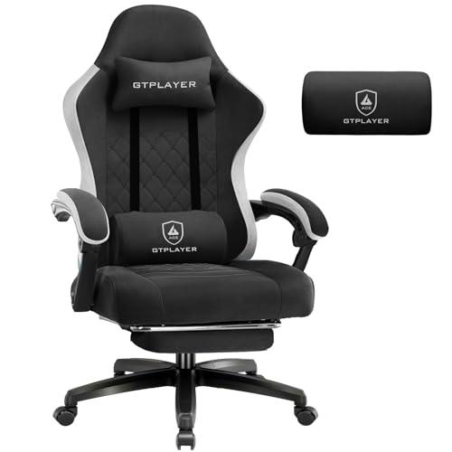 GTPLAYER Silla de Gaming de Tela, sillón para Videojuegos con cojín de muelles ensacados