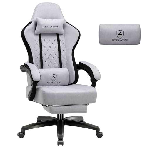 GTPLAYER Silla de Gaming de Tela, sillón para Videojuegos con cojín de muelles ensacados