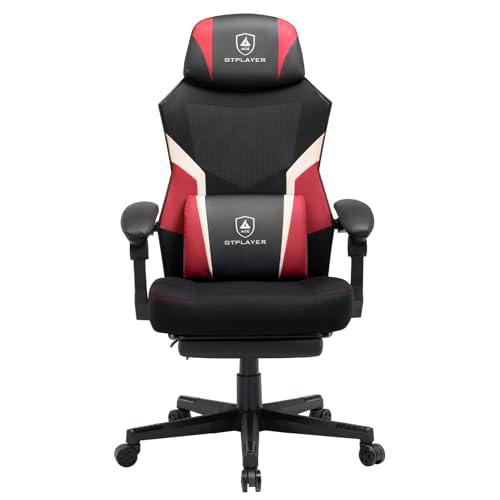 GTPLAYER Silla de Gaming con reposapiés, Silla ergonómica de Oficina con Respaldo de Malla