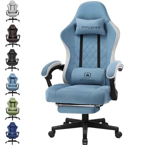 GTPLAYER Silla Gaming Tela Ergonómica Transpirable Silla Gamer Reclinable con Reposapiés