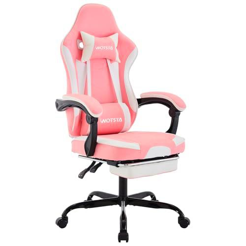 WOTSTA Silla Gaming Racing, Asiento Gaming Reposapiés Retractable