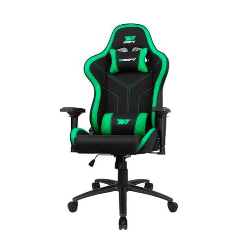 glowster Silla Gaming Ergonométrica Negra y Verde con Soporte Lumbar y Reposabrazos Ajustables