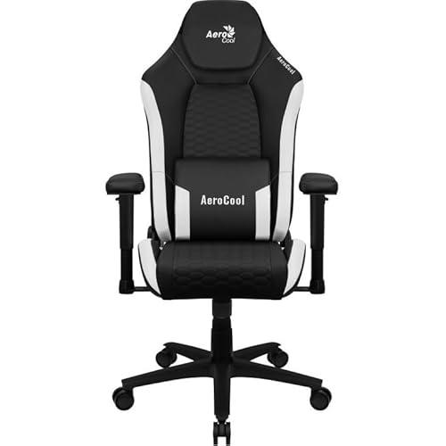 Silla Gaming - diseño Premium, tapizado en Cuero sintético aeroweave Negro con Detalles en Blanco