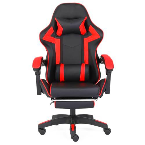 NEW LEADER Silla Gaming Ergonómica con Reposapiés, Respaldo Reclinable 90º-140º