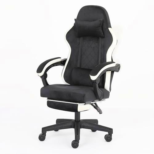 ADOV Silla Gaming Ergonómica con Reposapiés, Silla Gamer 90º-140º Reclinable de Franela para Adultos y Niños