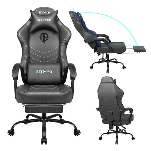 Silla de videojuegos para adultos, silla ergonómica de videojuegos con reposapiés