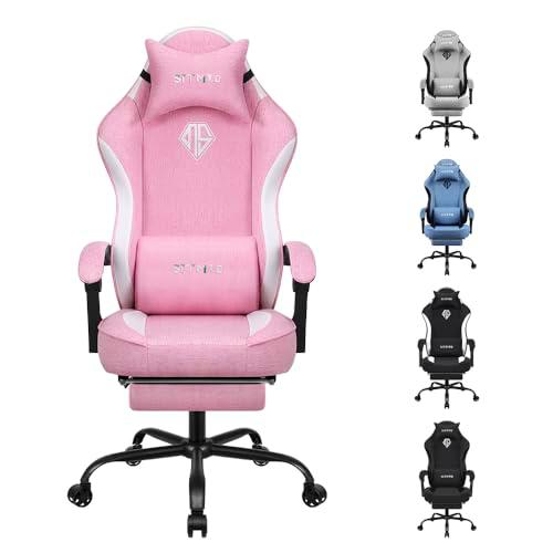 SITMOD Silla Gaming Ergonómica, Silla Oficina de Tela con Cojín de Muelles Ensacados y Reposapiés