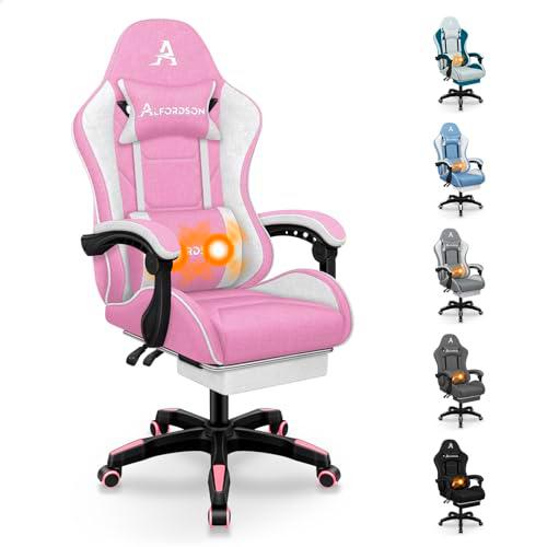 ALFORDSON Silla Gaming de Masaje, Silla de Oficina con reposapiés