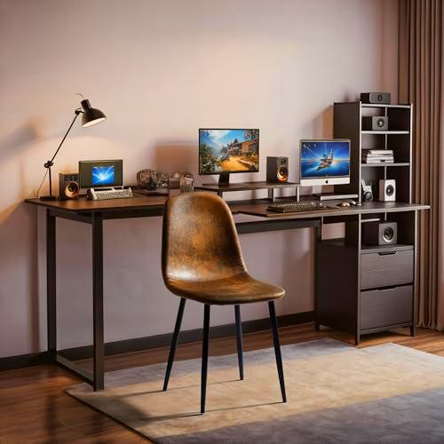 FurnitureR Juego de 4 sillas de Gaming, imitación de Terciopelo marrón