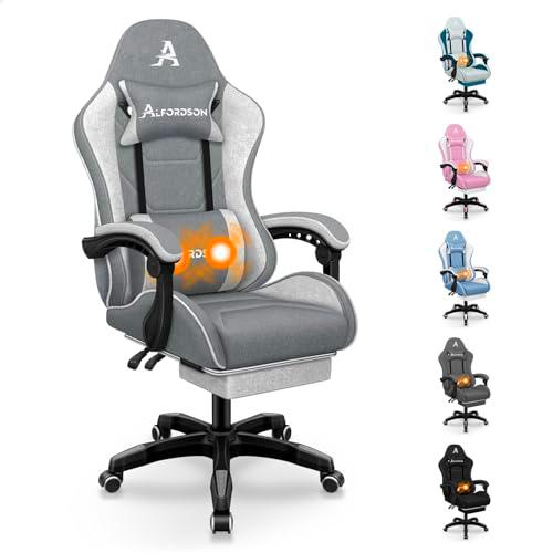 ALFORDSON Silla Gaming de Masaje, Silla de Oficina con reposapiés