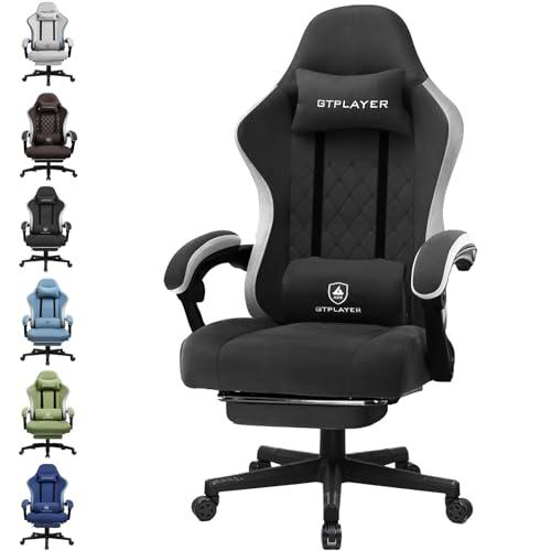 GTPLAYER Silla Gaming Tela Ergonómica Transpirable Silla Gamer Reclinable con Reposapiés