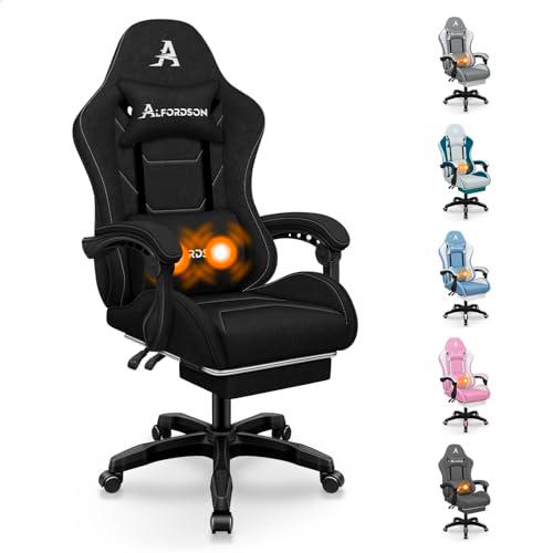 ALFORDSON Silla Gaming de Masaje, Silla de Oficina con reposapiés