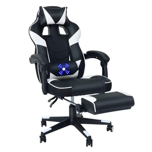 YU YUSING Silla Gaming Ergonómica con Masajeador, Silla de Ordenador Oficina con Reposacabez