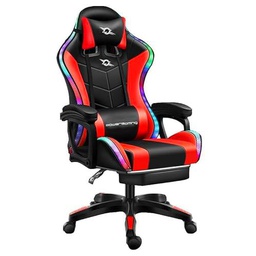 Sillas marca Powergaming modelo Silla Gaming PowerGaming LED RGB Rojo/Negro con Reposapiés