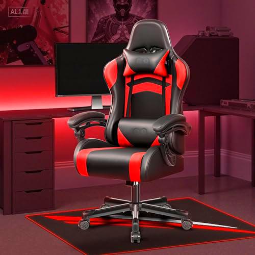 Silla Gaming Ergonómica, Reposabrazos Acolchados, Cojín Lumbar Ajustable