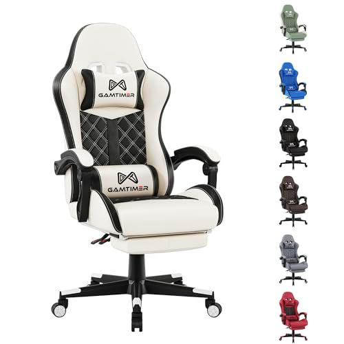Silla Gaming,Silla de Ordenador ergonómica con reposapiés y Apoyo Lumbar