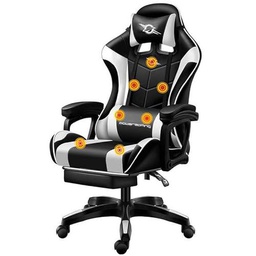 Sillas marca Powergaming modelo Silla Gaming PowerGaming Masaje 7 puntos Blanco/Negro Reposapiés