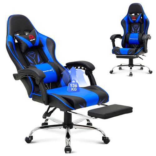 COLAMY Silla para Videojuegos, Silla de Ordenador con reposapiés y Soporte Lumbar