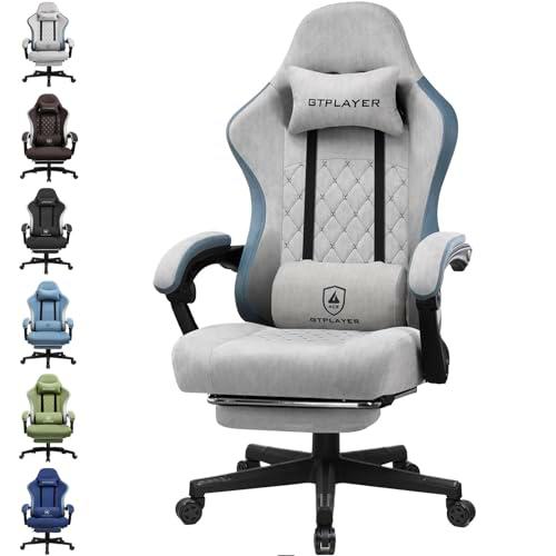 GTPLAYER Silla Gaming Tela Ergonómica Transpirable Silla Gamer Reclinable con Reposapiés