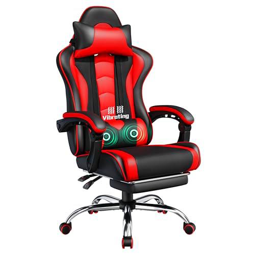 Yaheetech Silla de Gaming ergonómica de Masaje reclinable con reposapiés