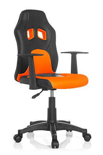hjh OFFICE TEEN GAME AL Silla Infantil, Tela, Multicolor (Negro/Naranja)