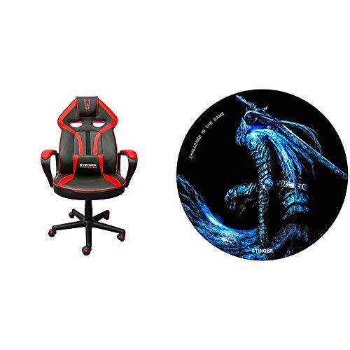 Woxter Stinger Station Alien V2.0 Red - Silla gaming con eje de acero + Alfombrilla Gaming de suelo