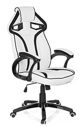 hjh OFFICE 722230 silla gaming GUARDIAN piel sintética blanco / rojo respaldo inclinable con reposabrazos